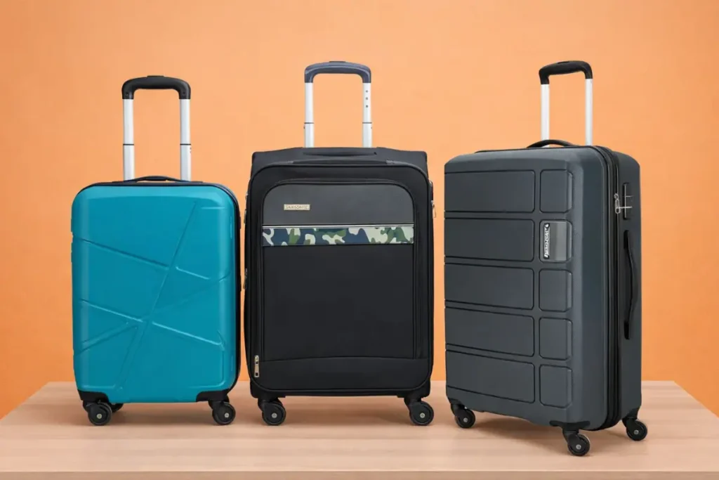 Budget-friendly trolley bags under ₹2000 in India, featuring lightweight hard and soft shell suitcases ideal for short trips