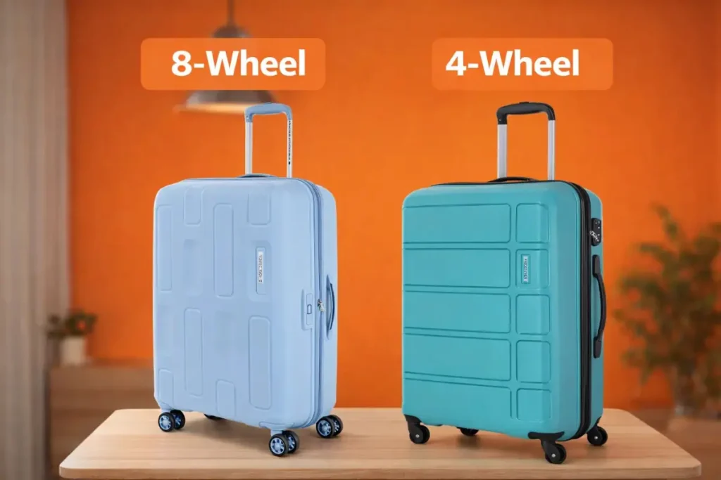 4-wheel vs 8-wheel trolley bags tested on Indian roads and railway platforms during monsoon travel