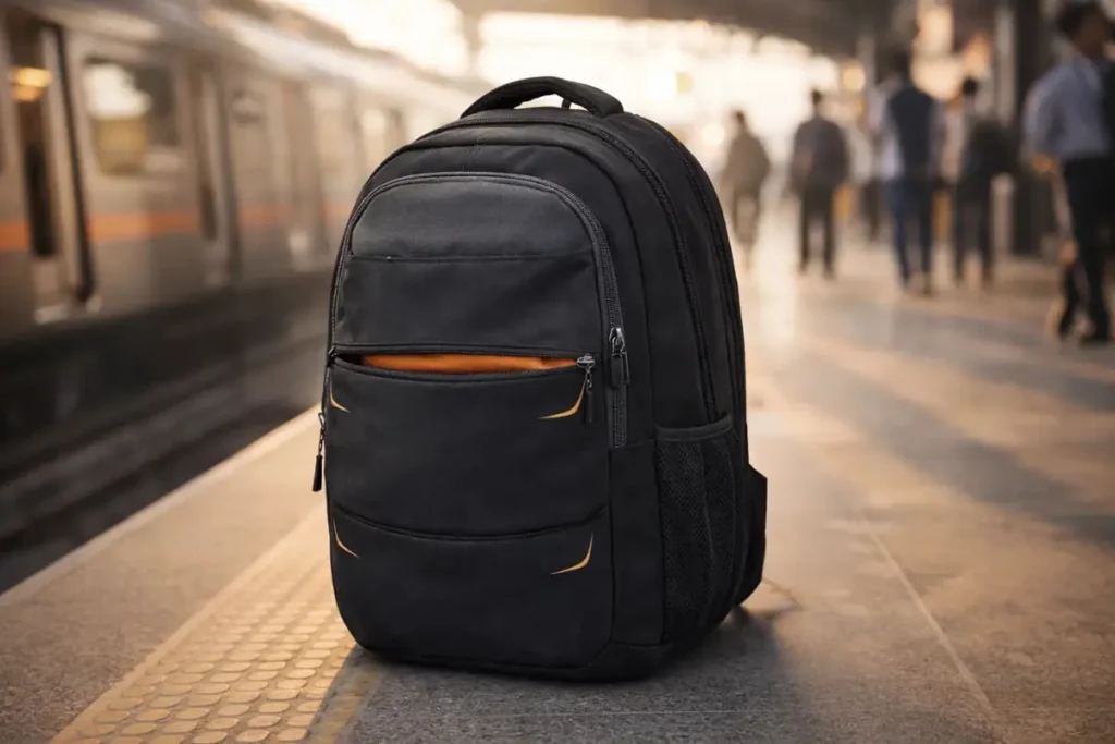 Safari Omega 35L laptop backpack used during daily Delhi Metro commute, tested for durability, comfort, and storage over 30 days