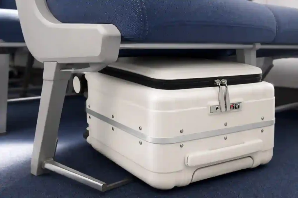 Compact Hanke hardshell underseat carry-on suitcase with spinner wheels and TSA lock